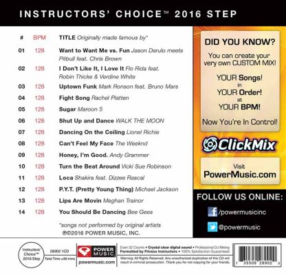 1-CD Instructor’s Choice 2016 Step – Power Music – Image 2