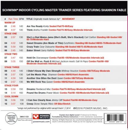 1-CD Schwinn Indoor Cycling Master Trainer feat. Shannon Fable - Power Music – Image 2
