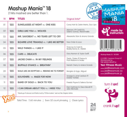 1-CD Mashup Mania 18 (135) – Yes Fitness Music – Image 2