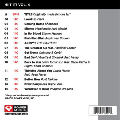 1-CD HIIT It! – High Intensity Interval Training – Vol. 4 (140) – Power Music – Image 2