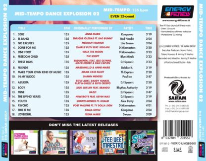 1-CD Mid-Tempo Dance eXplosion Vol. 2 (135) – Energy 4 Fitness – Image 2